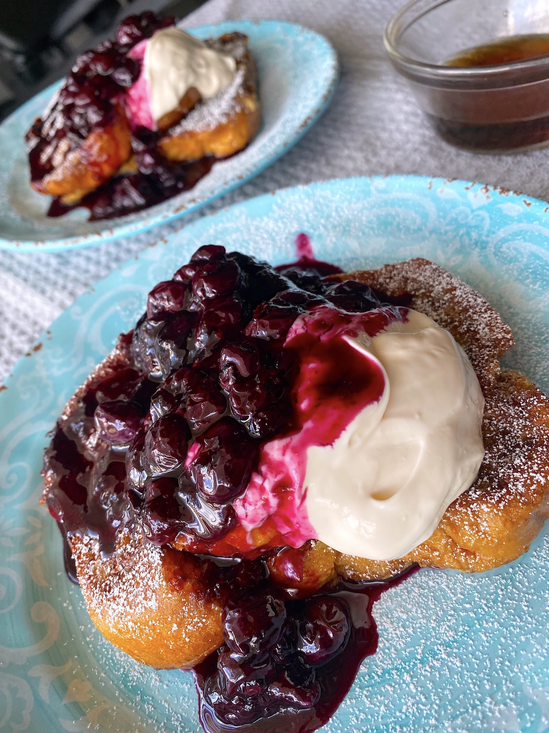 French toast with blueberry sauce