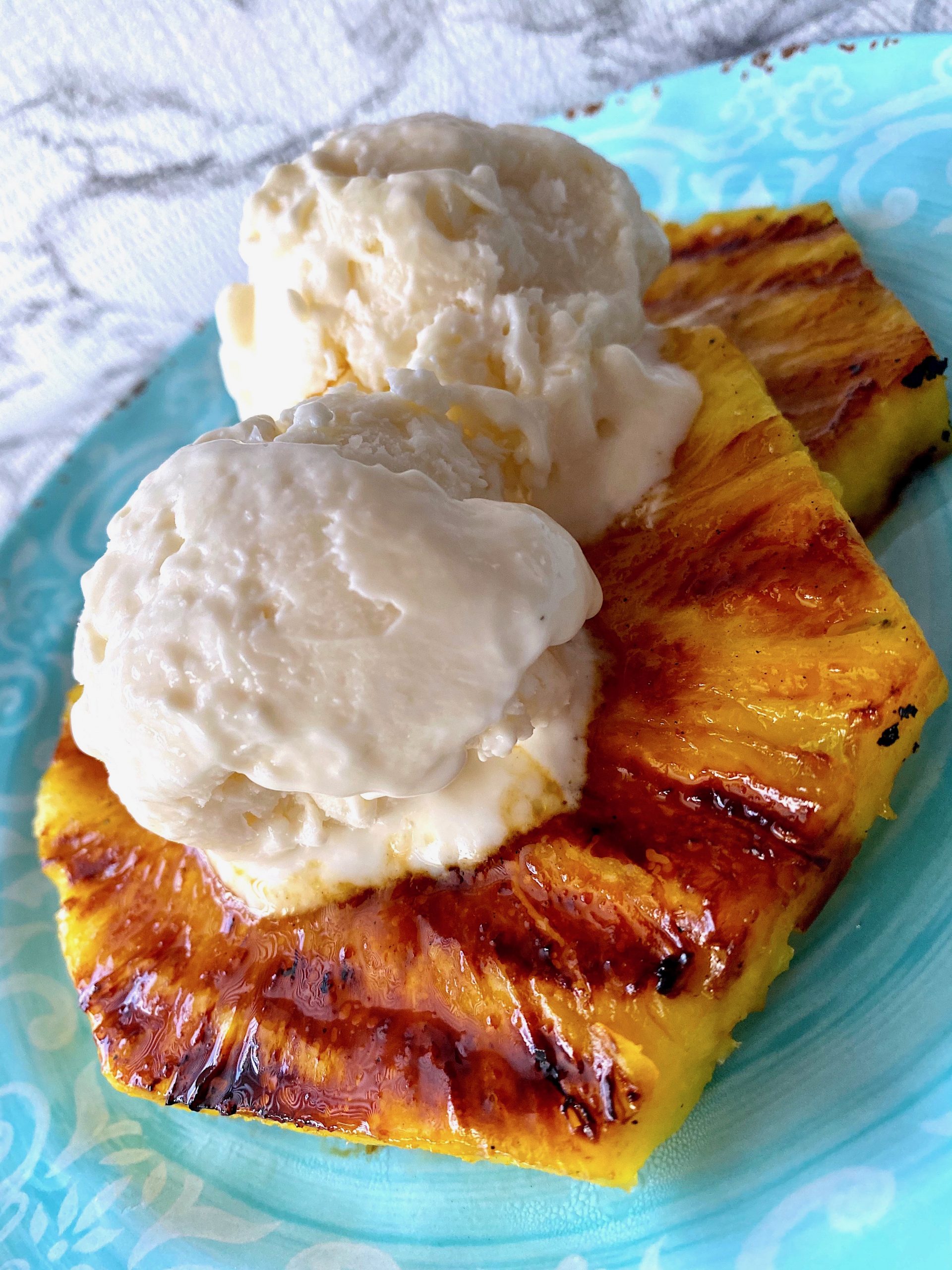 grilled pineapple with yogurt sorbet