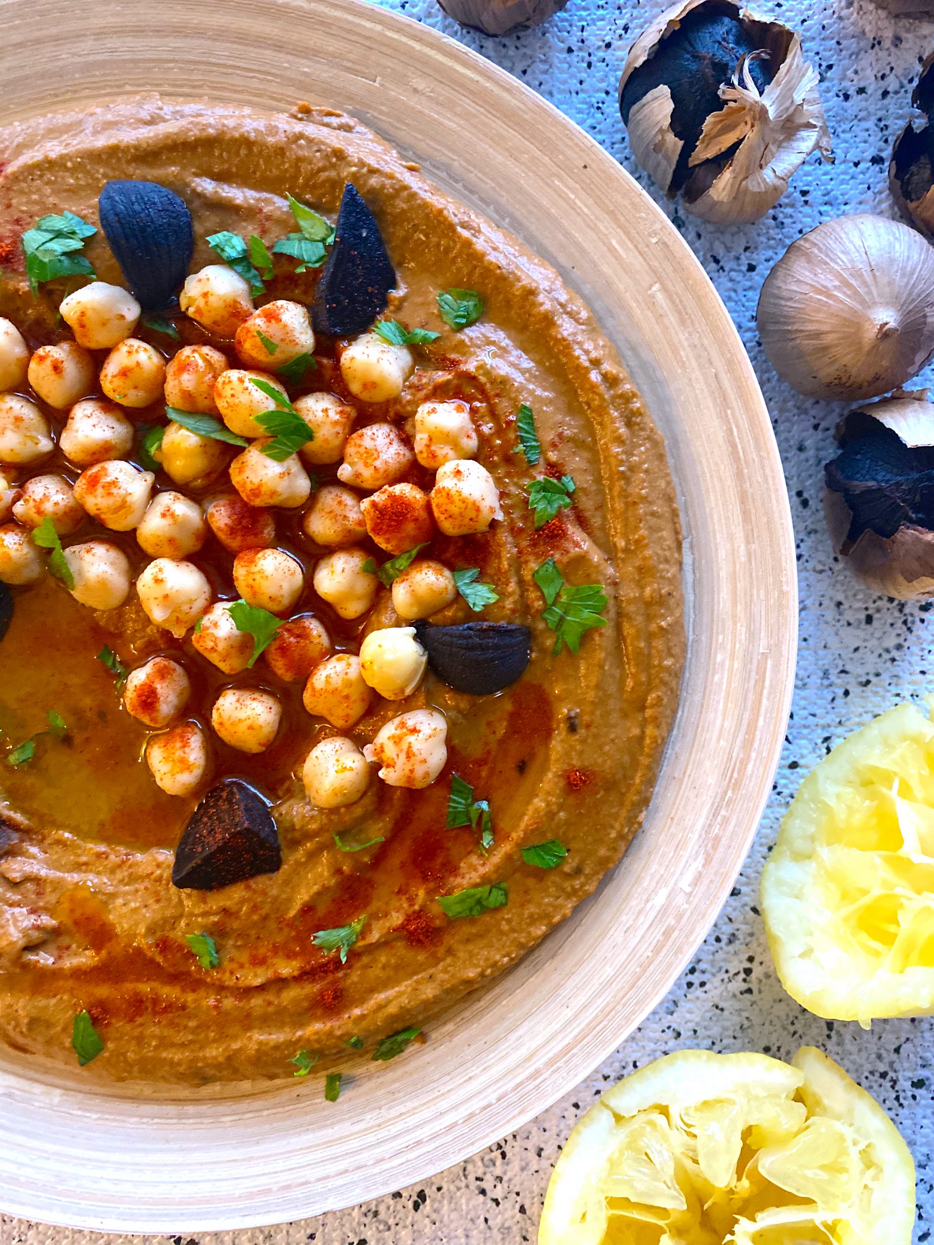 hummus with black garlic